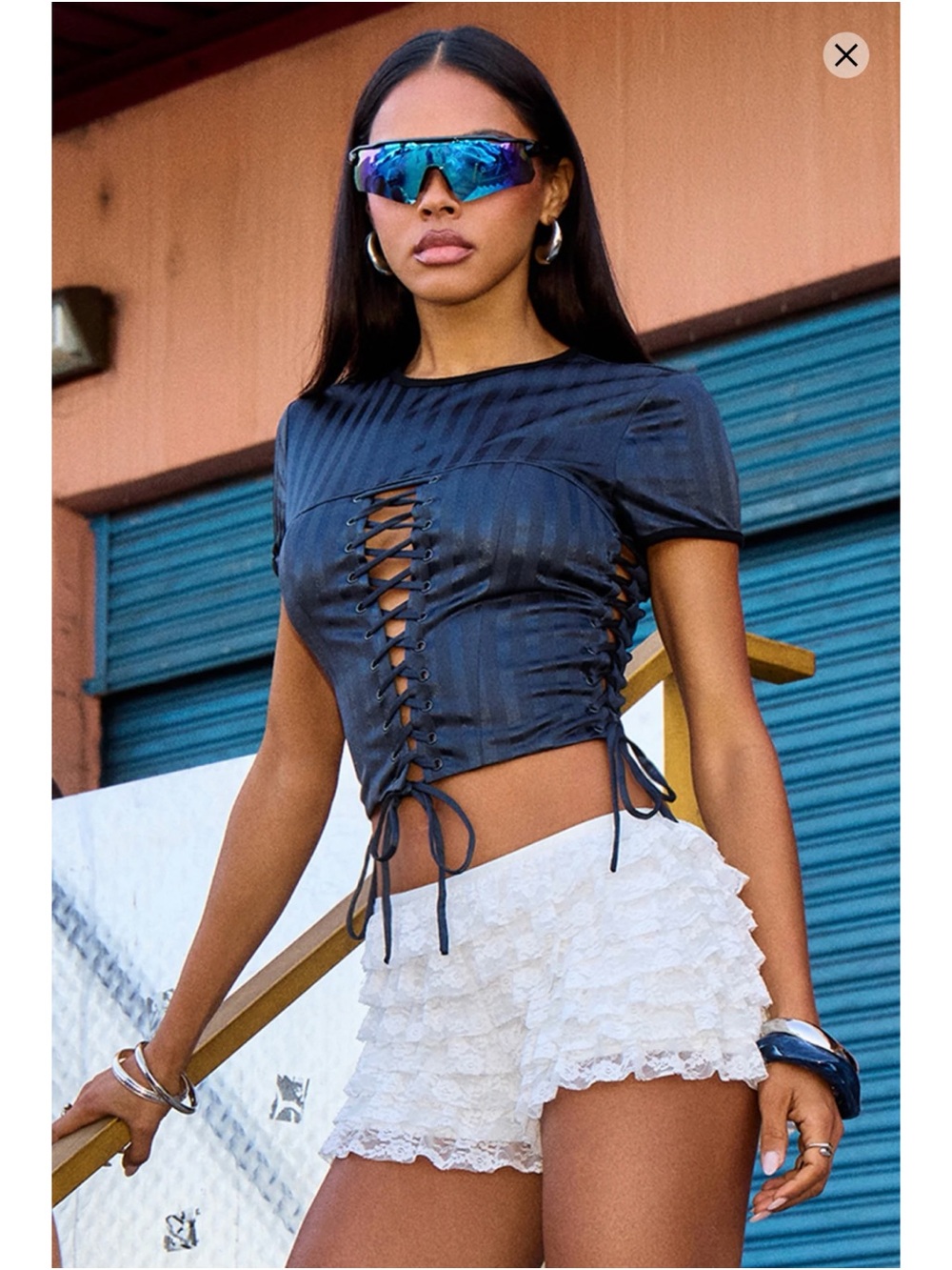 Windsor White Lace Ruffle Skort Shorts